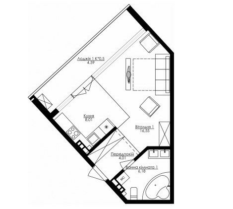Однокомнатные апартаменты в KANDINSKY Odessa Residence